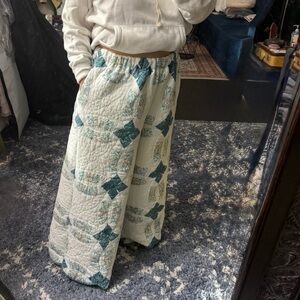 Quilt Pants OOAK reworked vintage quilt double ring pattern w/pockets